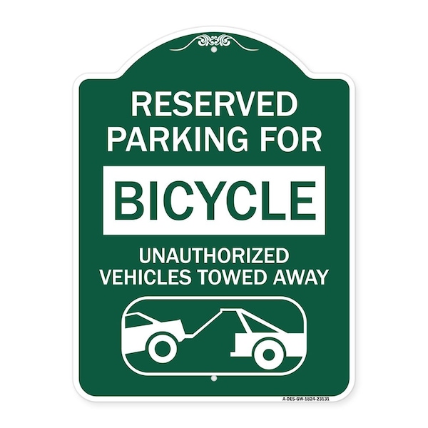 Reserved Parking for Bicycle Unauthorized Vehicles Towed Away With Tow Away Graphic, GW-1824-23131